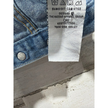 Vintage Y2K Levis 3T Denim Trucker Jacket Haddad Maroon Tag Blank R Only Tab7