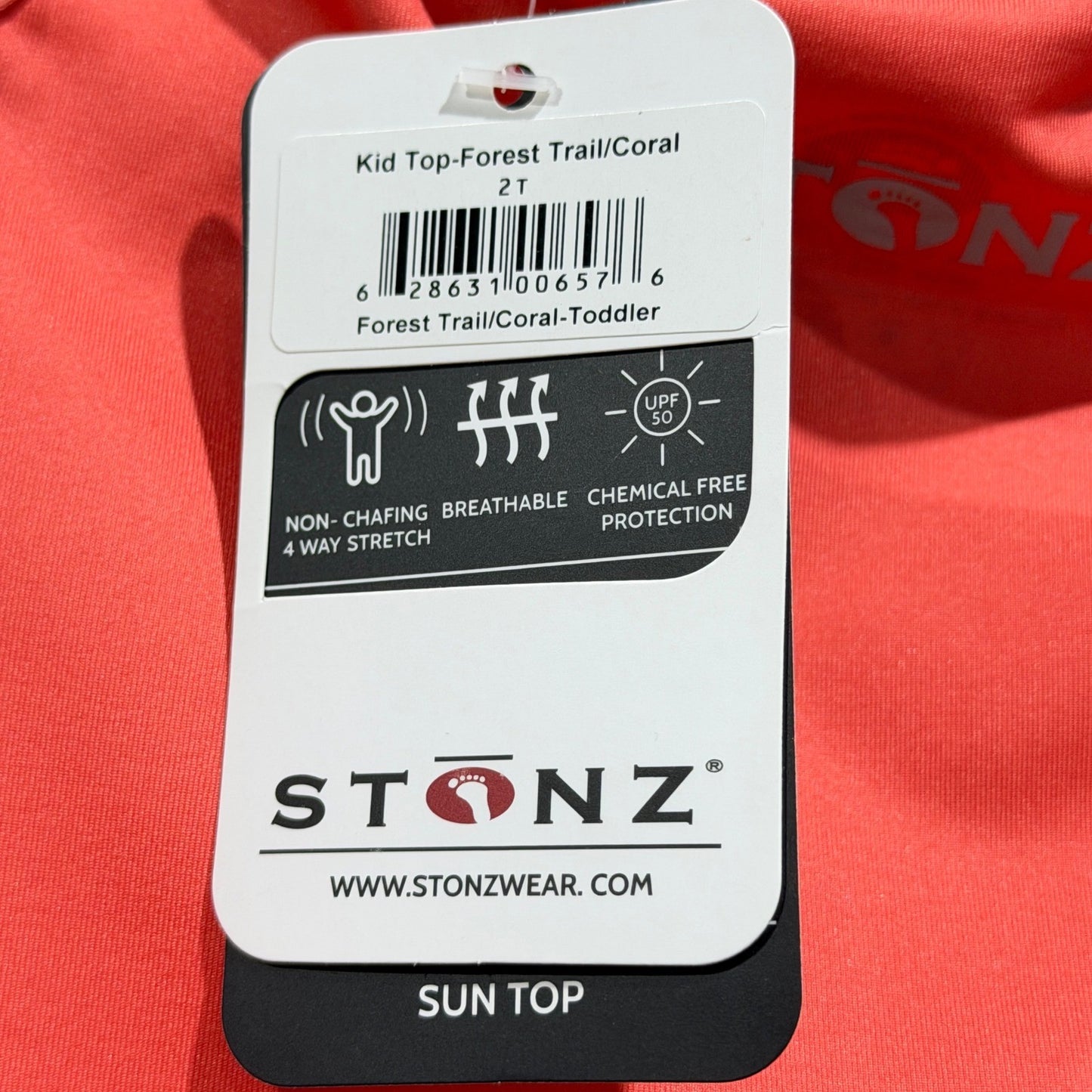 Stonz Sun Shirt Kids 2T Coral Forest Trail Beetle Print Rash Guard NWT6