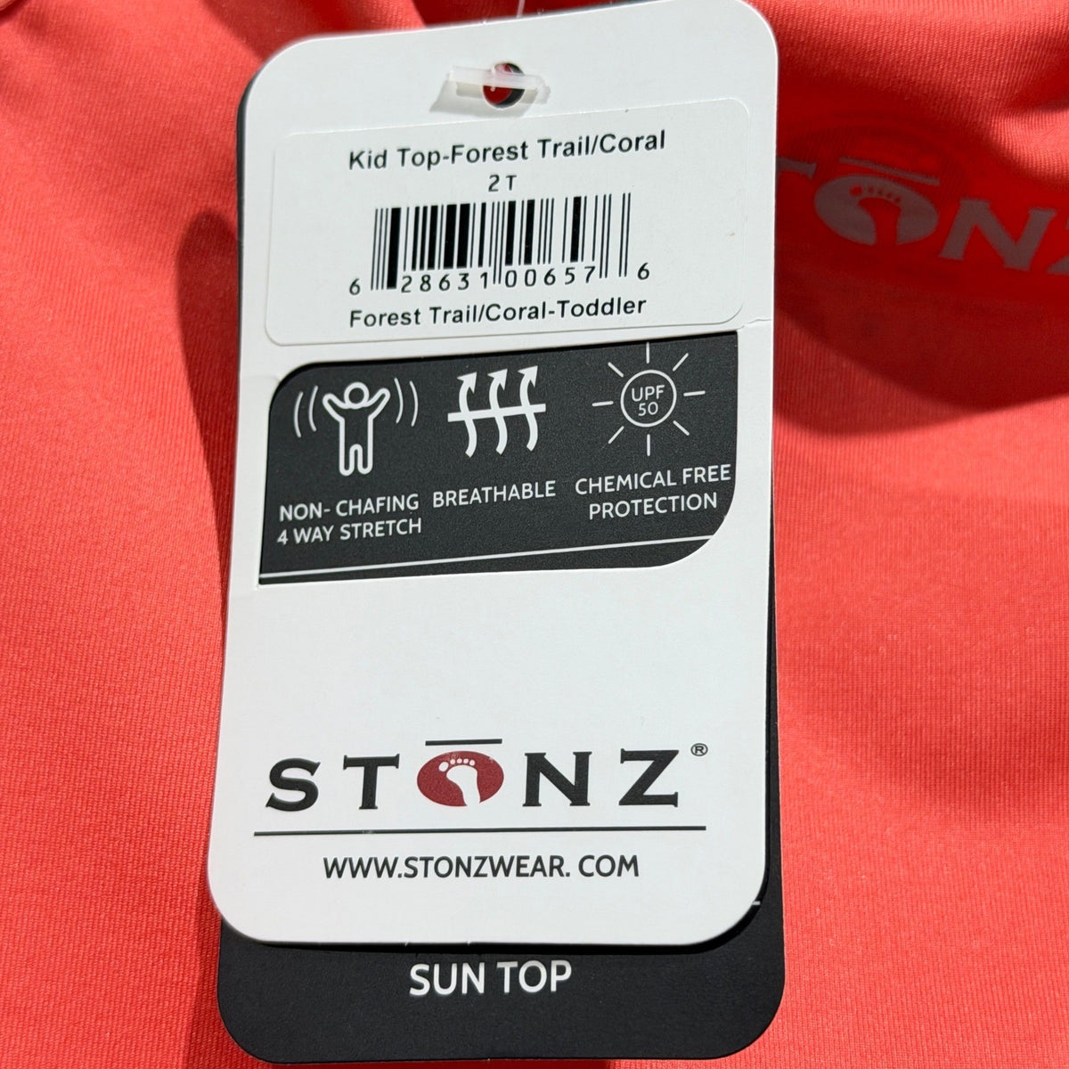 Stonz Sun Shirt Kids 2T Coral Forest Trail Beetle Print Rash Guard NWT6