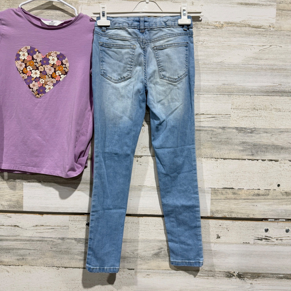 H&M Shirt and Wonder Nation Bundle Girls 8 Purple Floral Heart Casual7
