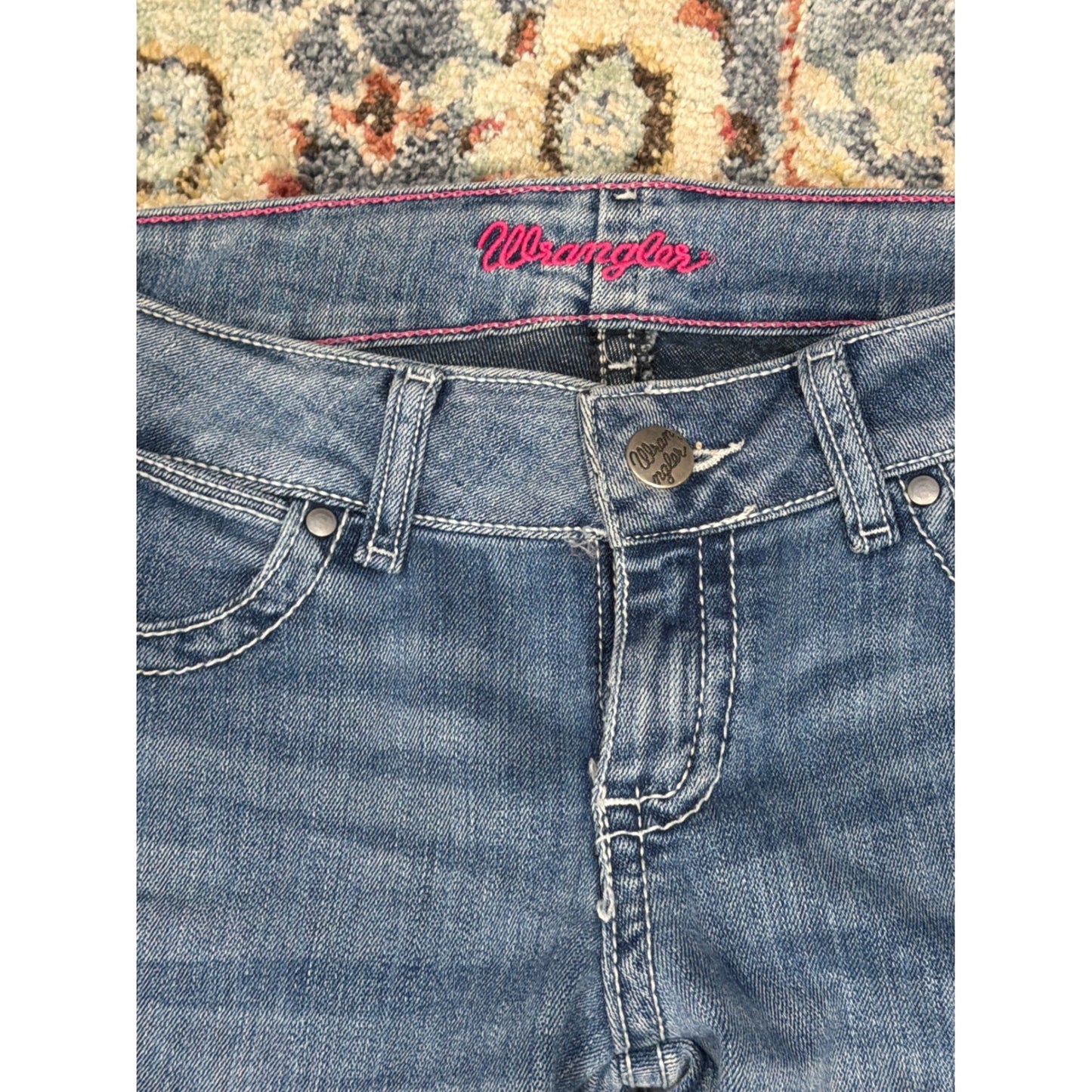 Wrangler Q-Baby Jeans Women 3/4x34 Blue Bootcut Ultimate Riding EUC3