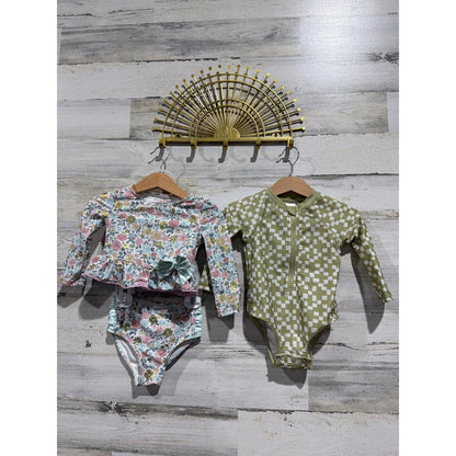 Tommy Bahama Little Co Swimsuit Bundle Girls 12-18M Floral Checkered Boho EUC0