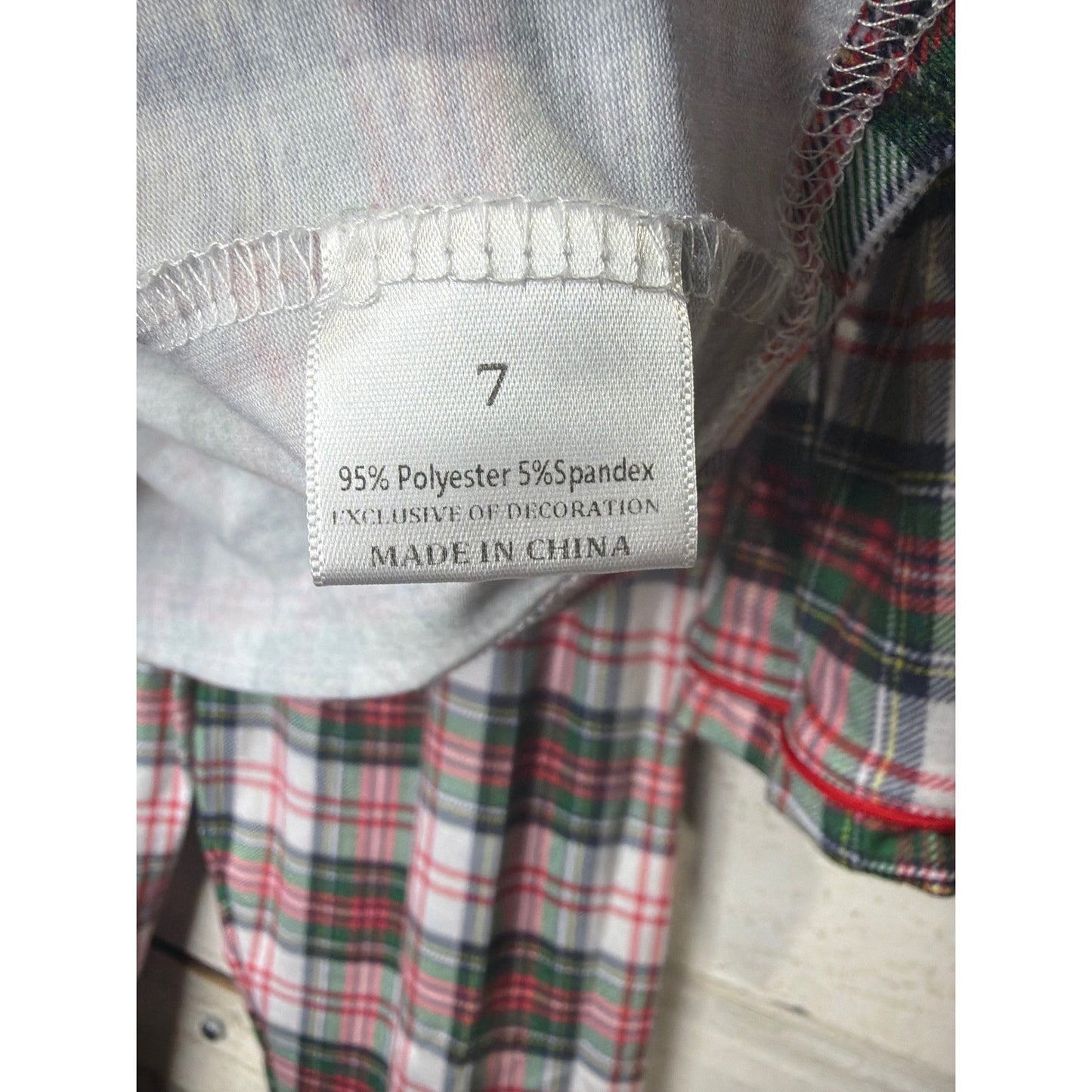 Rylee Faith Designs Pajama Set Kids 7 Red Plaid Santa Holiday2