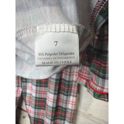 Rylee Faith Designs Pajama Set Kids 7 Red Plaid Santa Holiday2