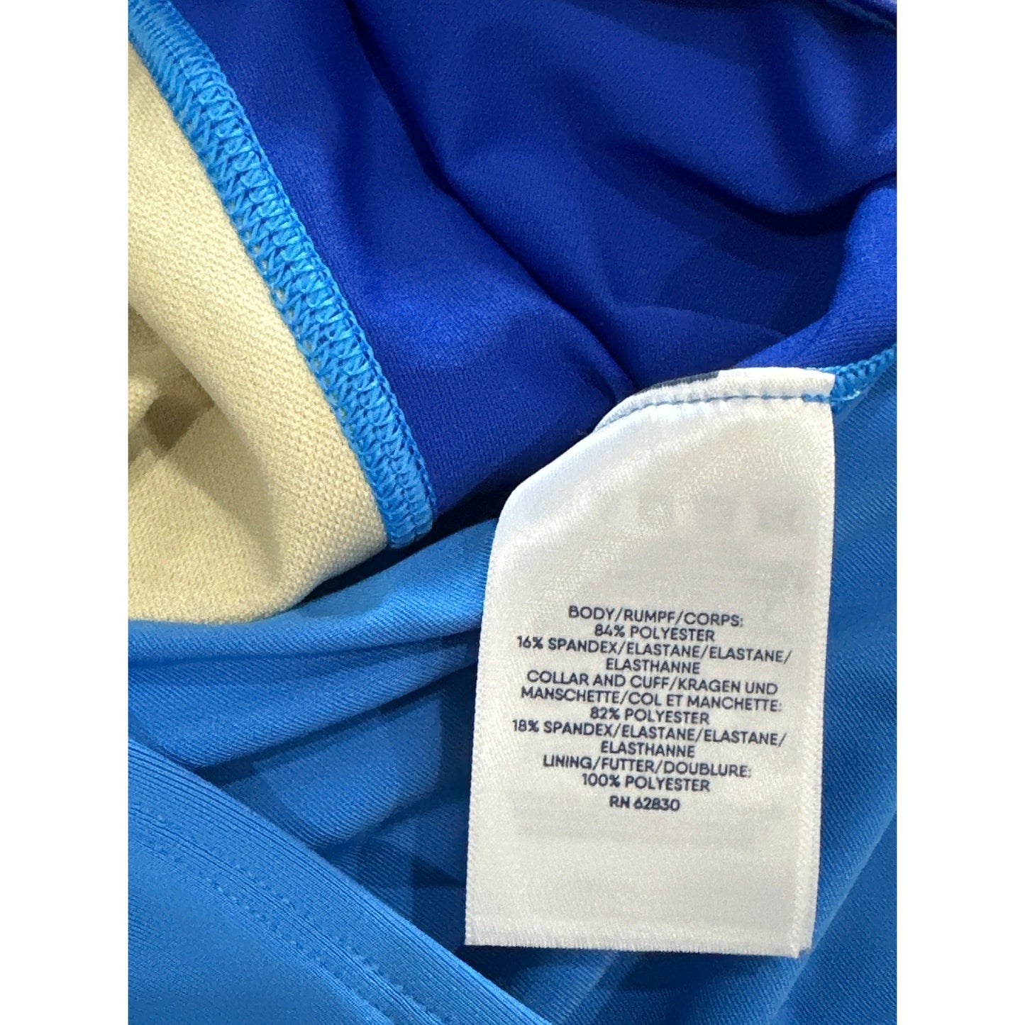 Lands' End Rash Guard Swimsuit Girls 14 Blue Pink Colorblock EUC2