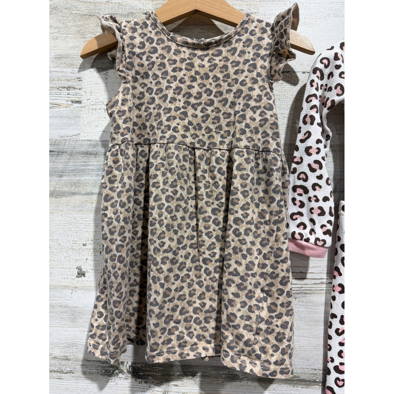 Jessica Simpson H&M Bundle Girls 2T Pink Leopard Corduroy Pinafore Pajamas EUC3
