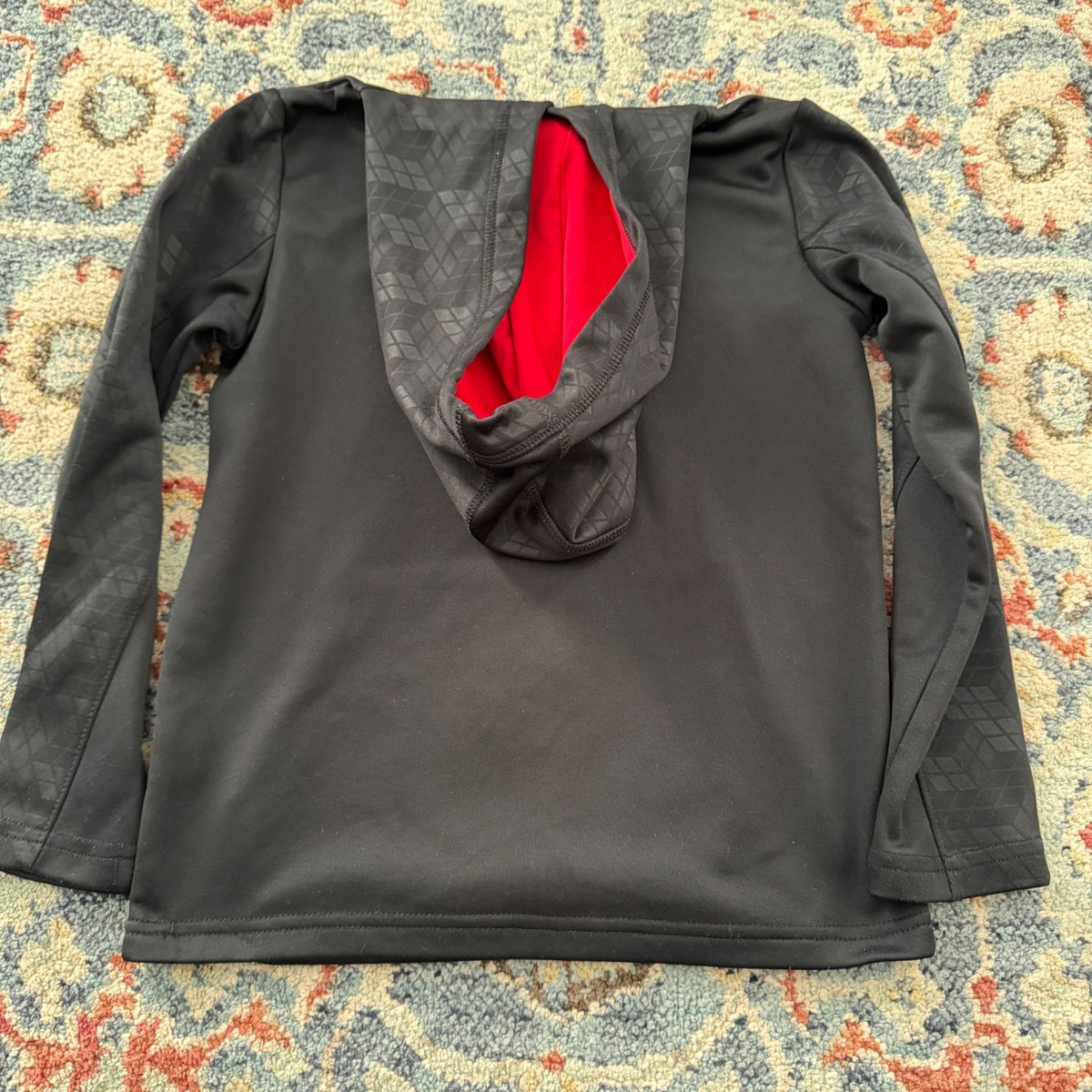 BCG Hoodie Boys XS 6-7 Black Red Geometric Performance Activewear EUC2