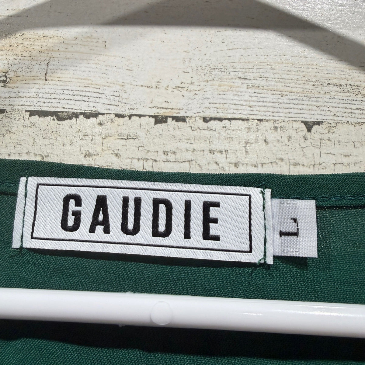 Gaudie V-Neck Blouse Women Large Green Puff Sleeve Career Office EUC1