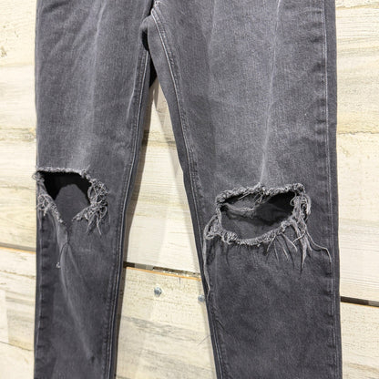 American Eagle Strigid Mom Jean Women 2 Short Black Cotton Distressed EUC1