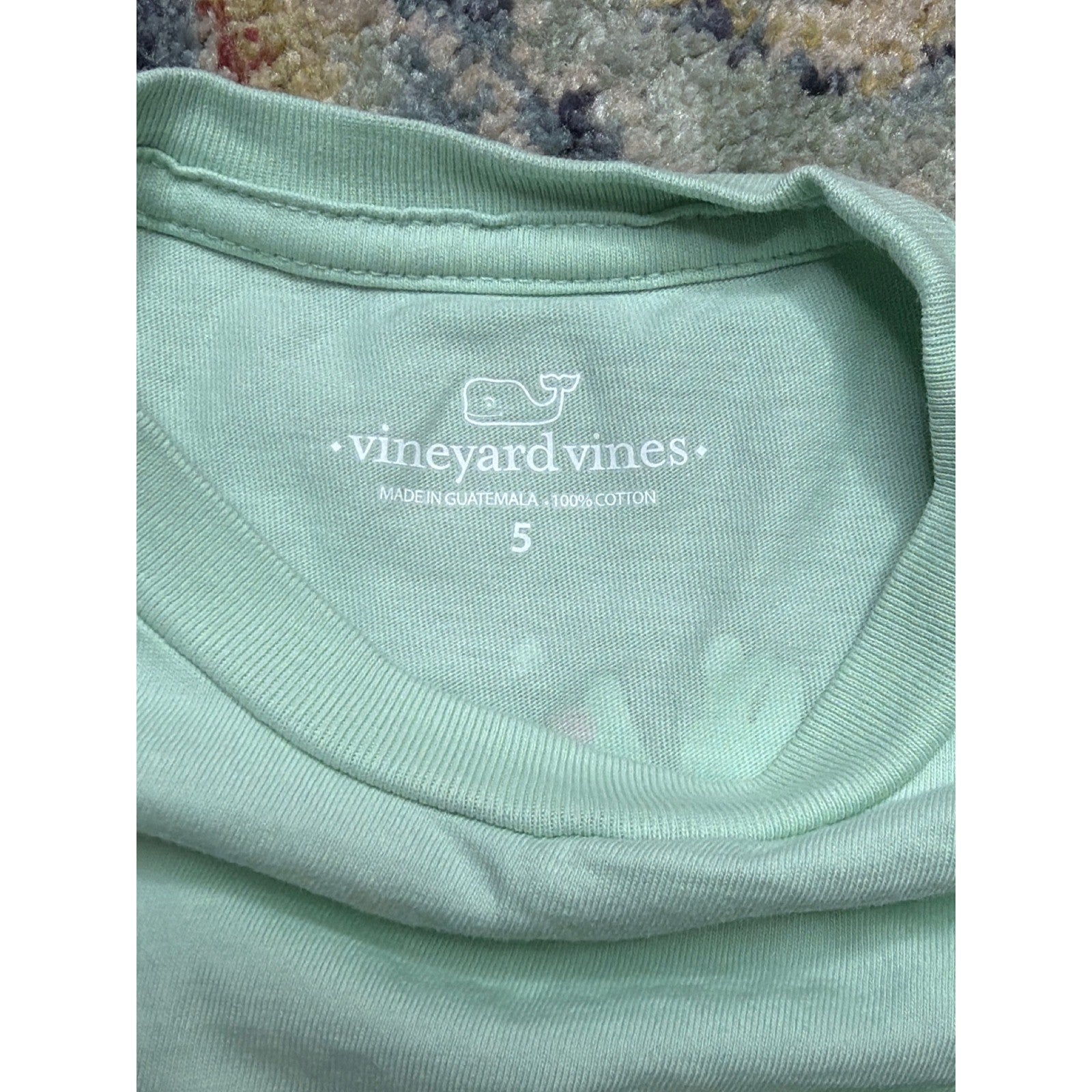 Vineyard Vines Christmas Whale Shirt Girls Size 5 Green Reindeer Graphic EUC3