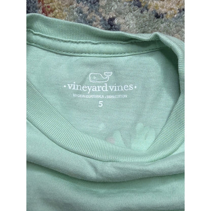 Vineyard Vines Christmas Whale Shirt Girls Size 5 Green Reindeer Graphic EUC3
