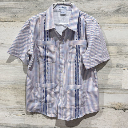 Blue Quail Fishing Shirt Boys 6 Blue Plaid UPF 50 Guayabera Outdoor EUC0