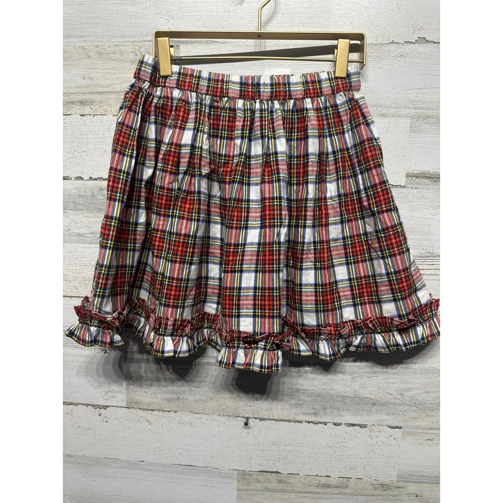 Crewcuts Plaid Skirt Girls XL Red White Blue Tartan Ruffle Hem NWT2