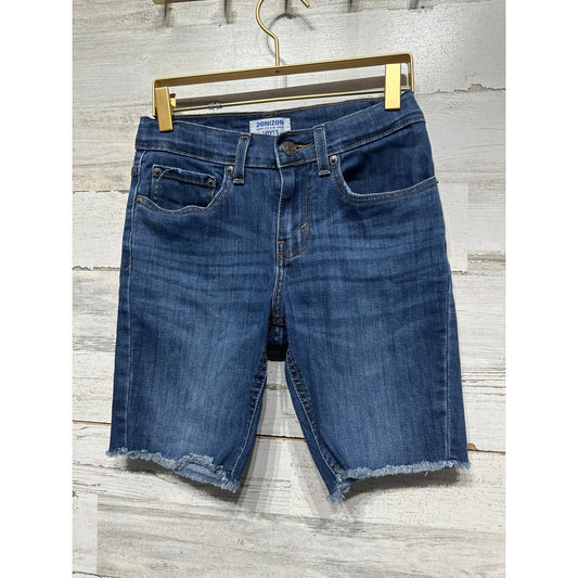 Denizen Levi's Denim Shorts Jorts Boys Size 12 Blue Raw Hem Adjustable Waist EUC0