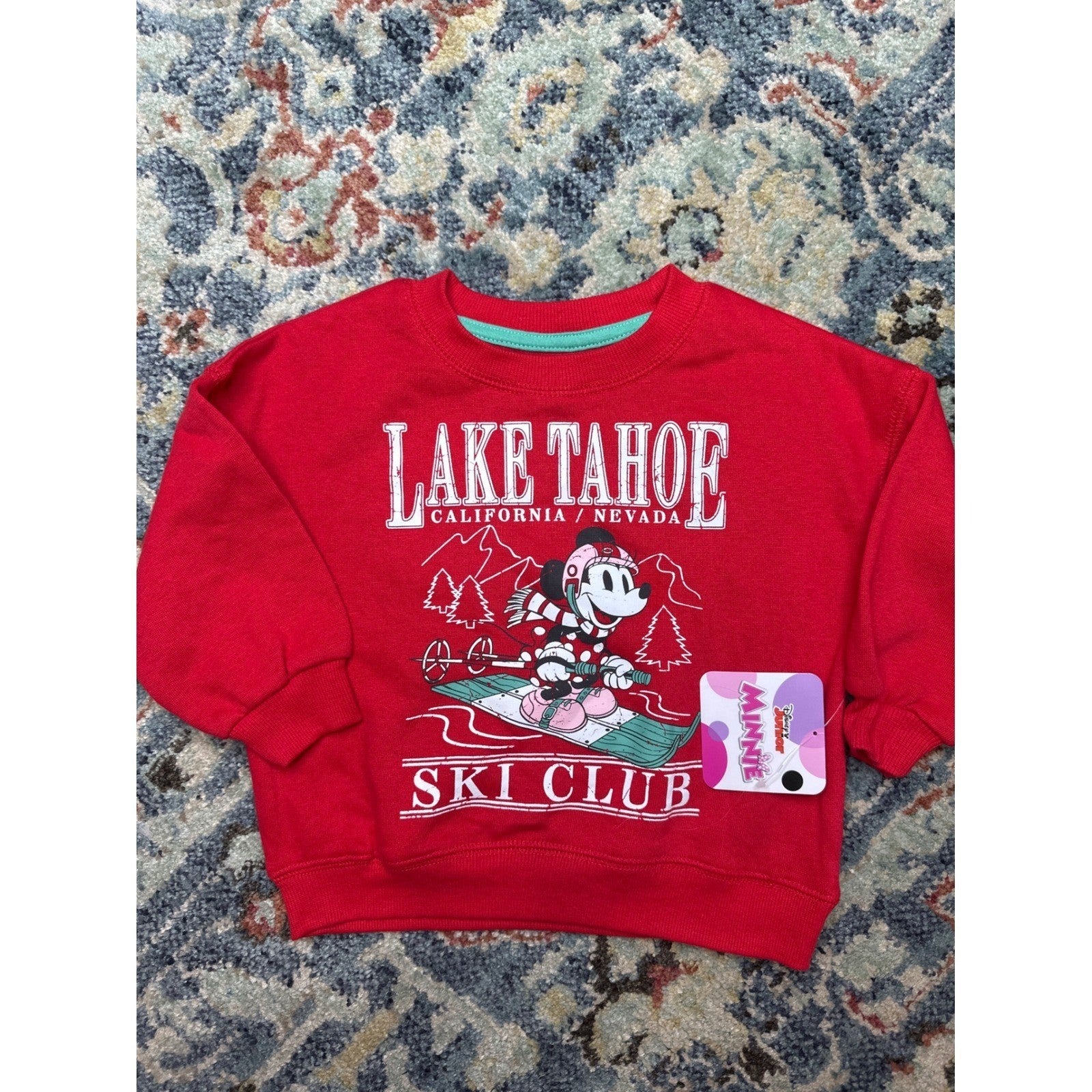 Disney Minnie Mouse Sweatshirt Girls 18M Red Lake Tahoe Ski Club NWT0