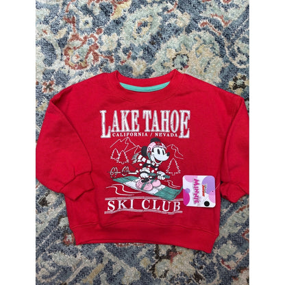 Disney Minnie Mouse Sweatshirt Girls 18M Red Lake Tahoe Ski Club NWT0