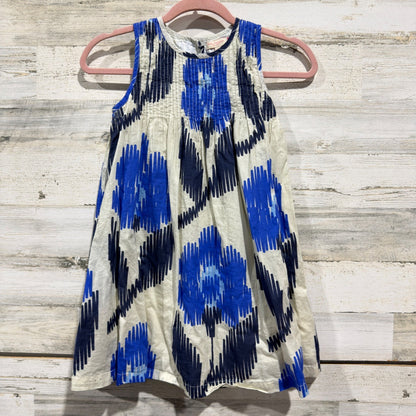 Pink Chicken Jaipur Dress Girls 8Y Blue White 100% Cotton Ikat Floral Boho EUC0