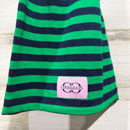 Cocolillys Striped Scarf Women One Size Green Blue Jersey Knit Preppy Extra Long1