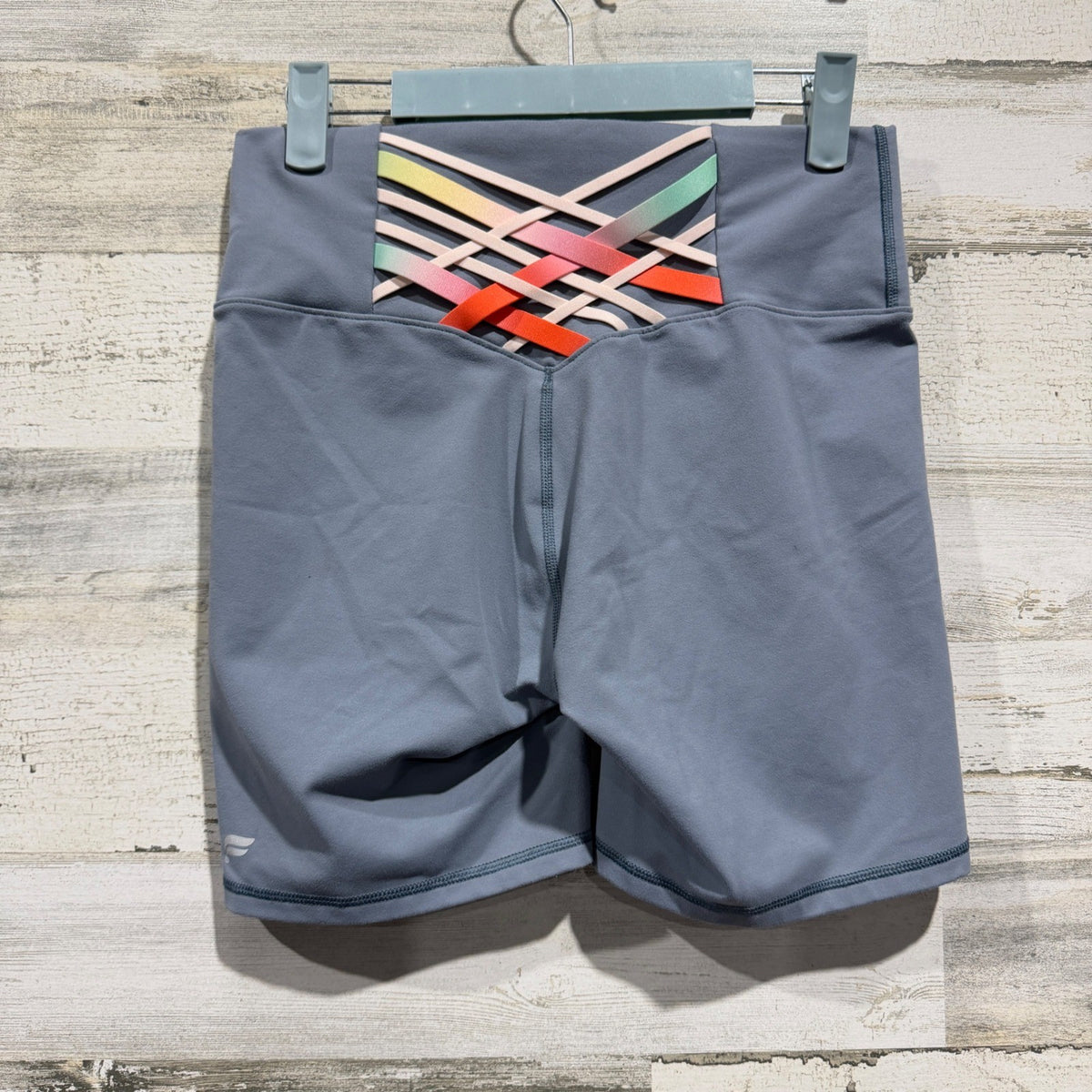 Fabletics PowerHold Lattice Back Shorts Women M Blue Polyester Active EUC1