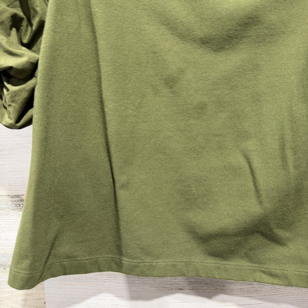 A New Day Puff Sleeve Top Women XL Green Cotton Blend Romantic Flawed*2