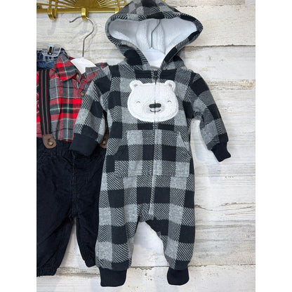 Carter's OshKosh Baby Boys 3M Plaid Fleece Denim Bundle CabinCore Warm5