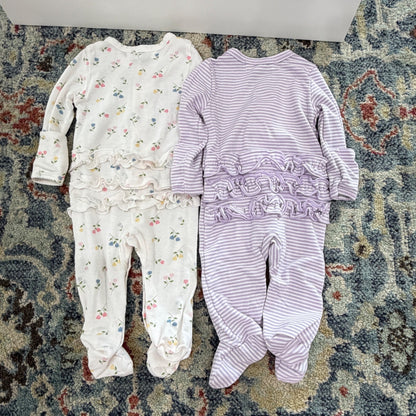Starting Out Sleepers Headbands Girls Newborn Bundle Soft Pink Purple Floral EUC8