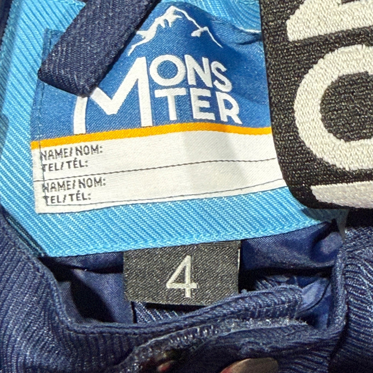 Monster Snow Pants Kids 4 Navy Blue Polyester Winter Ski Bibs EUC3