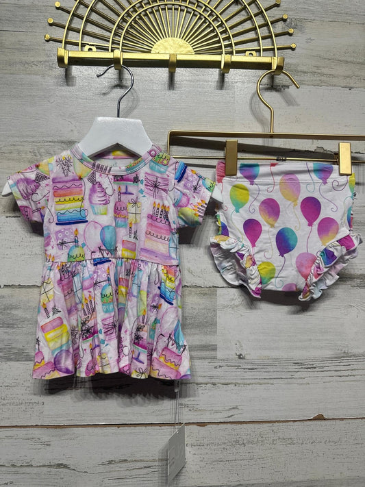 Birdie Bean Girls 3-6m Birthday Peplum Set Birthday Pink Cake Balloon NWT0