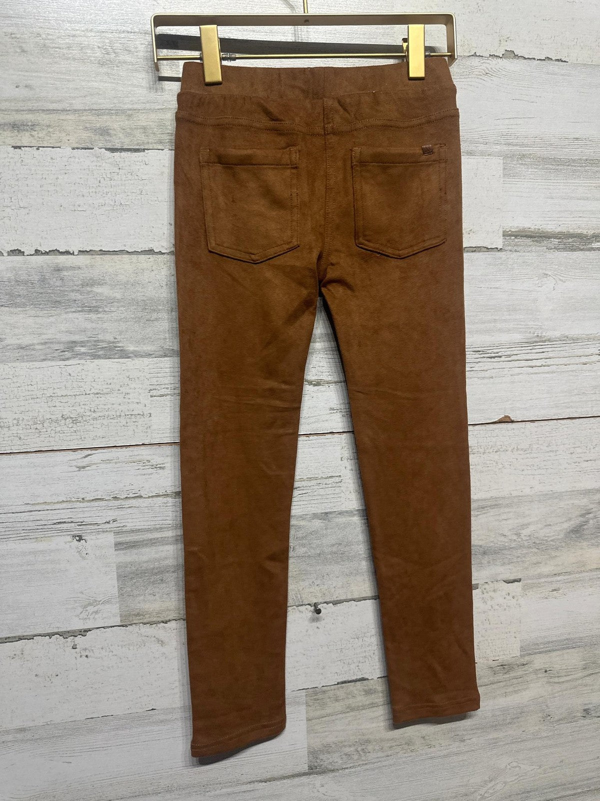 Nano Faux Suede Leggings Girls 7 Brown Elastic Waist Slim Fit NWT2