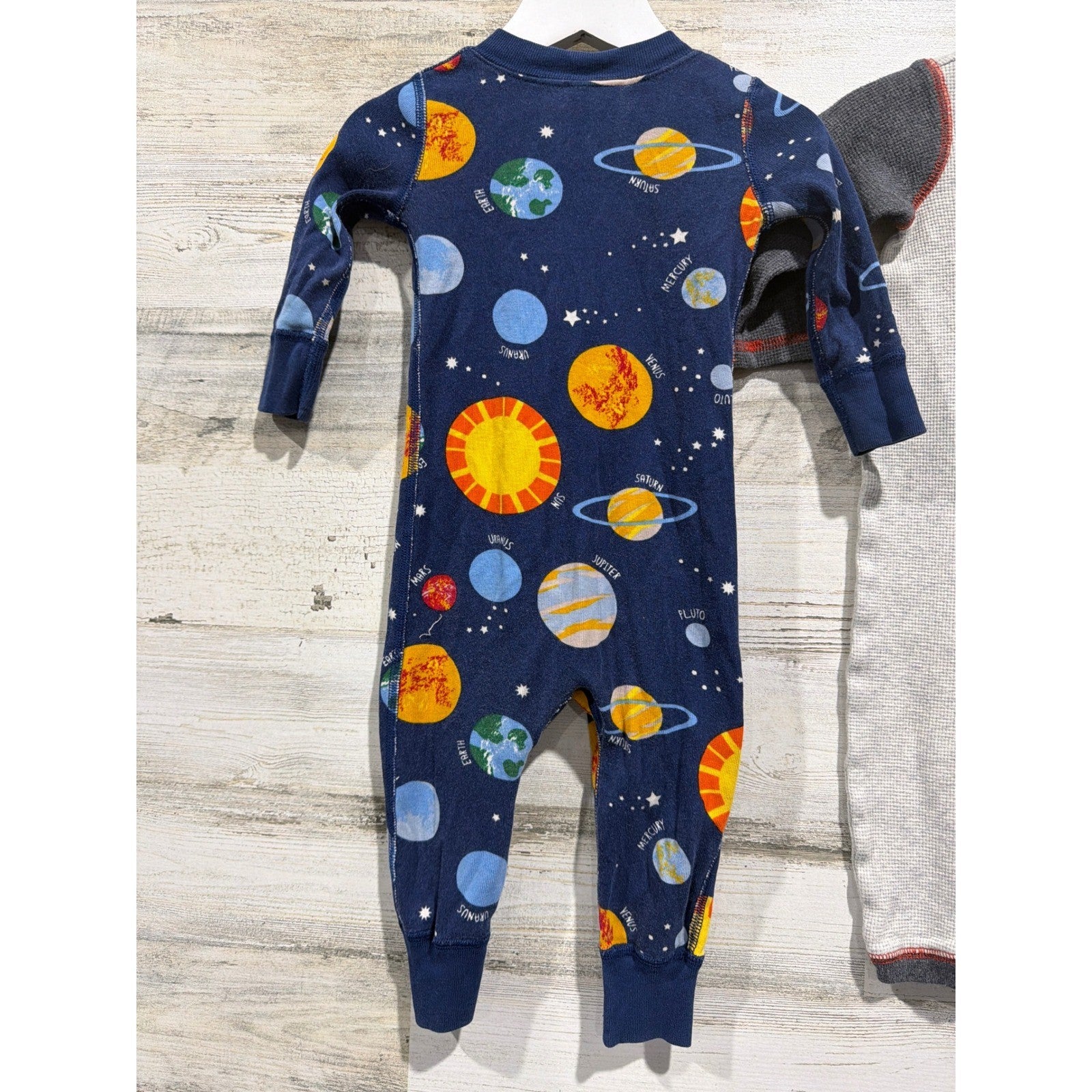 Hanna Andersson Tea Collection Sleeper Romper Boys 6-12M Blue Gray Planet2