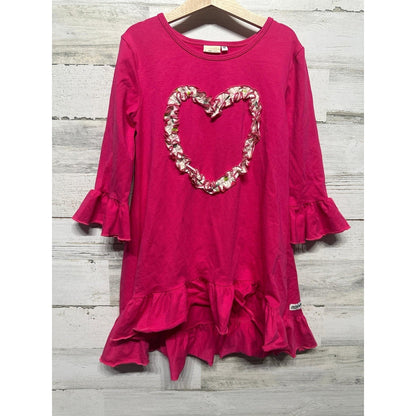 Little Fashionista Boutique Tunic Top Girls 12 Pink Heart Ruffle High Low EUC0