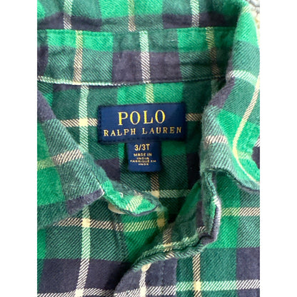 Polo Ralph Lauren Boys 3 / 3T Green Plaid Button Up Shirt VGUC1