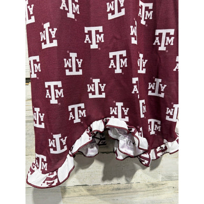 TJ's PJs Nightgown Girls 7 Maroon Texas A&M Aggies Ruffle Sleepwear NWT2