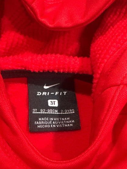 Nike Hoodie Kids 3T Red Dri-FIT Graphic Pullover Sweatshirt EUC1