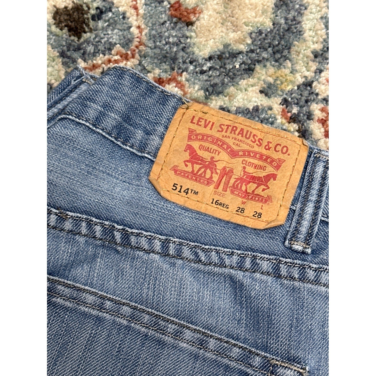 Levi's 514 Straight Jeans Boys 16 Regular Blue Medium Wash Denim EUC1