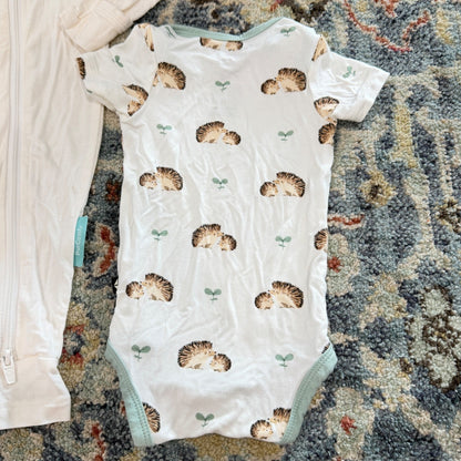 Kyte Baby PurComfy Romper Bodysuit Bundle 0-3M Neutral Cream Hedgehog Bamboo EUC3