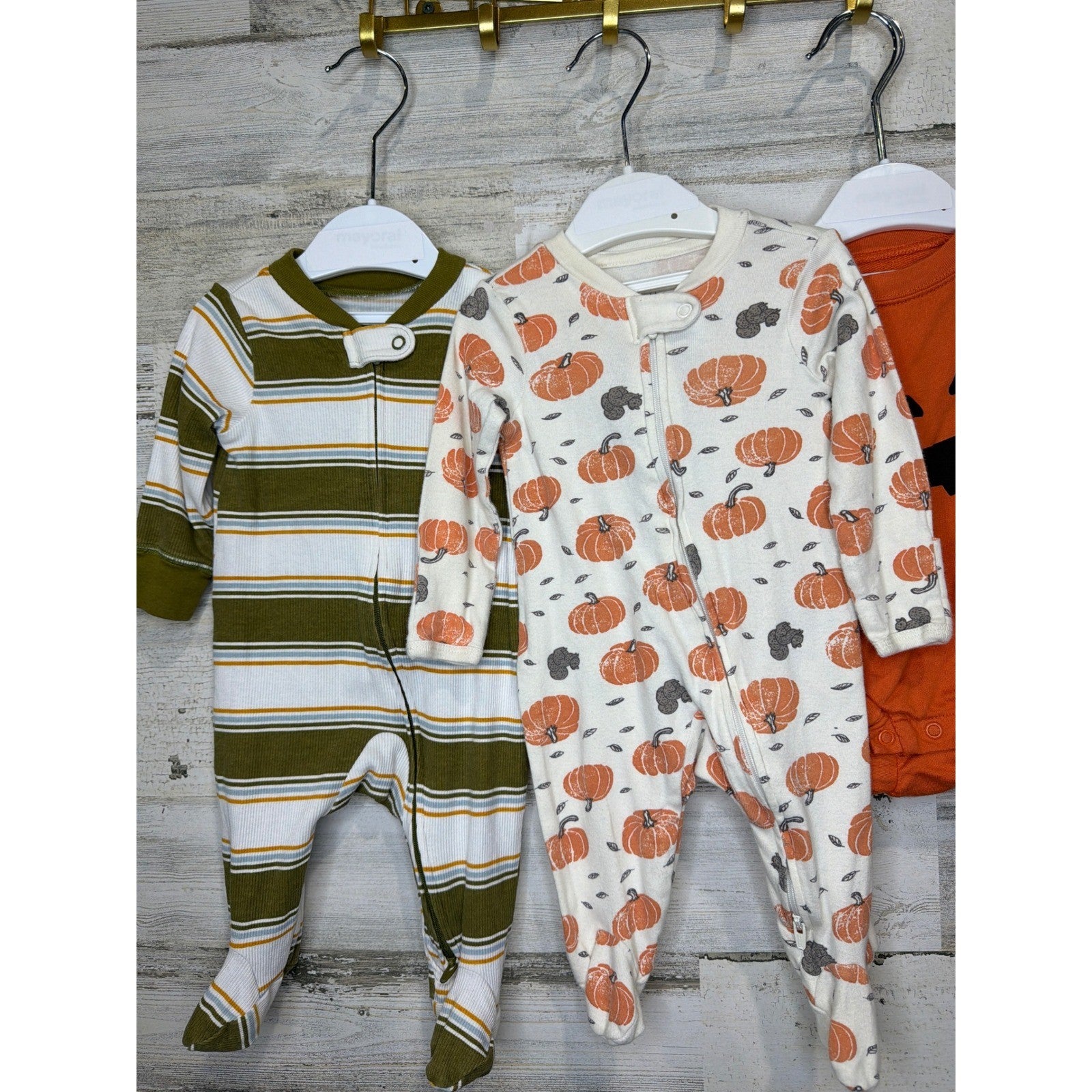 Halloween Fall Lot Boys 0/3M 3M Orange Black Pumpkin Boo3