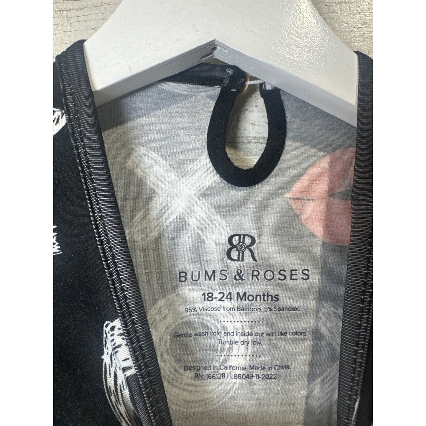 Bums and Roses Dress Bodysuit Kids 18-24M Black XOXO Lips GUC2