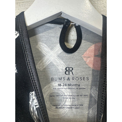 Bums and Roses Dress Bodysuit Kids 18-24M Black XOXO Lips GUC2