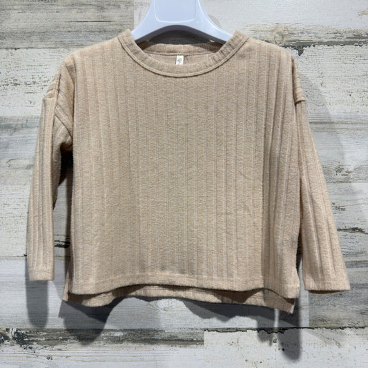 Rylee + Cru Ribbed Long Sleeve Top Girls 2-3Y Tan Polyester Blend Boho Modern0