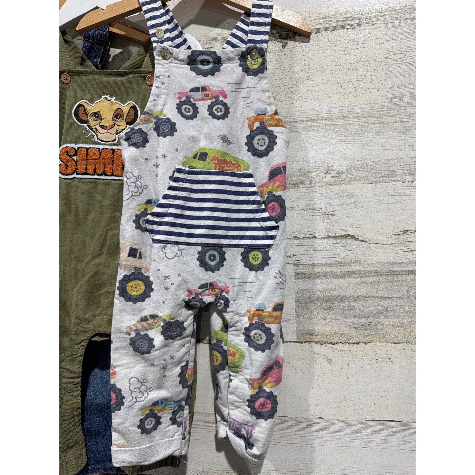 Oshkosh Disney Romper Overall Bundle Boys 18M Simba Mickey Monster Truck2