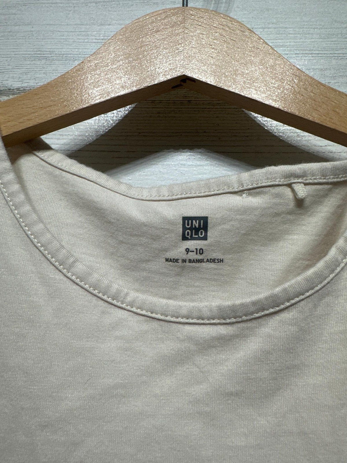 Uniqlo Tiered Dress Girls 9-10 Beige Sleeveless Cotton Knit Pockets EUC1