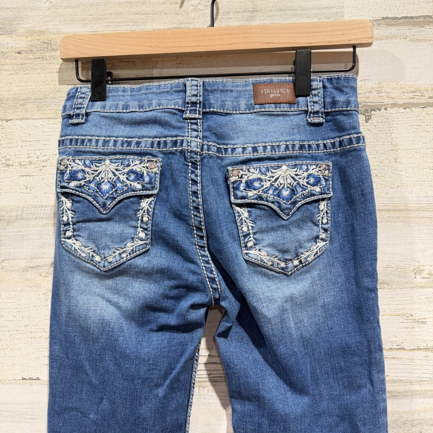 Shyanne Bootcut Jeans Girls 14 Blue Embroidered Flap Pocket Western EUC4