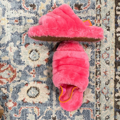 UGG Fluff Yeah Slide Girls Size 4 Pink Faux Fur Slingback Slipper2