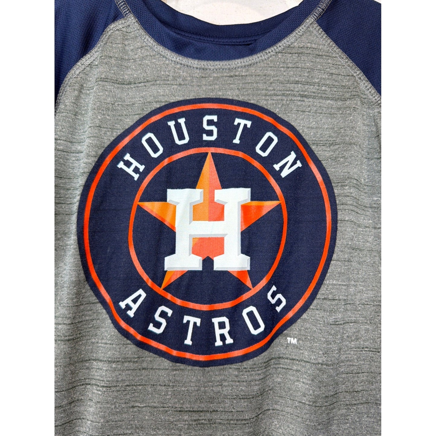 Houston Astros T-Shirt Boys XS 4/5 Gray Navy Raglan Baseball Sport1