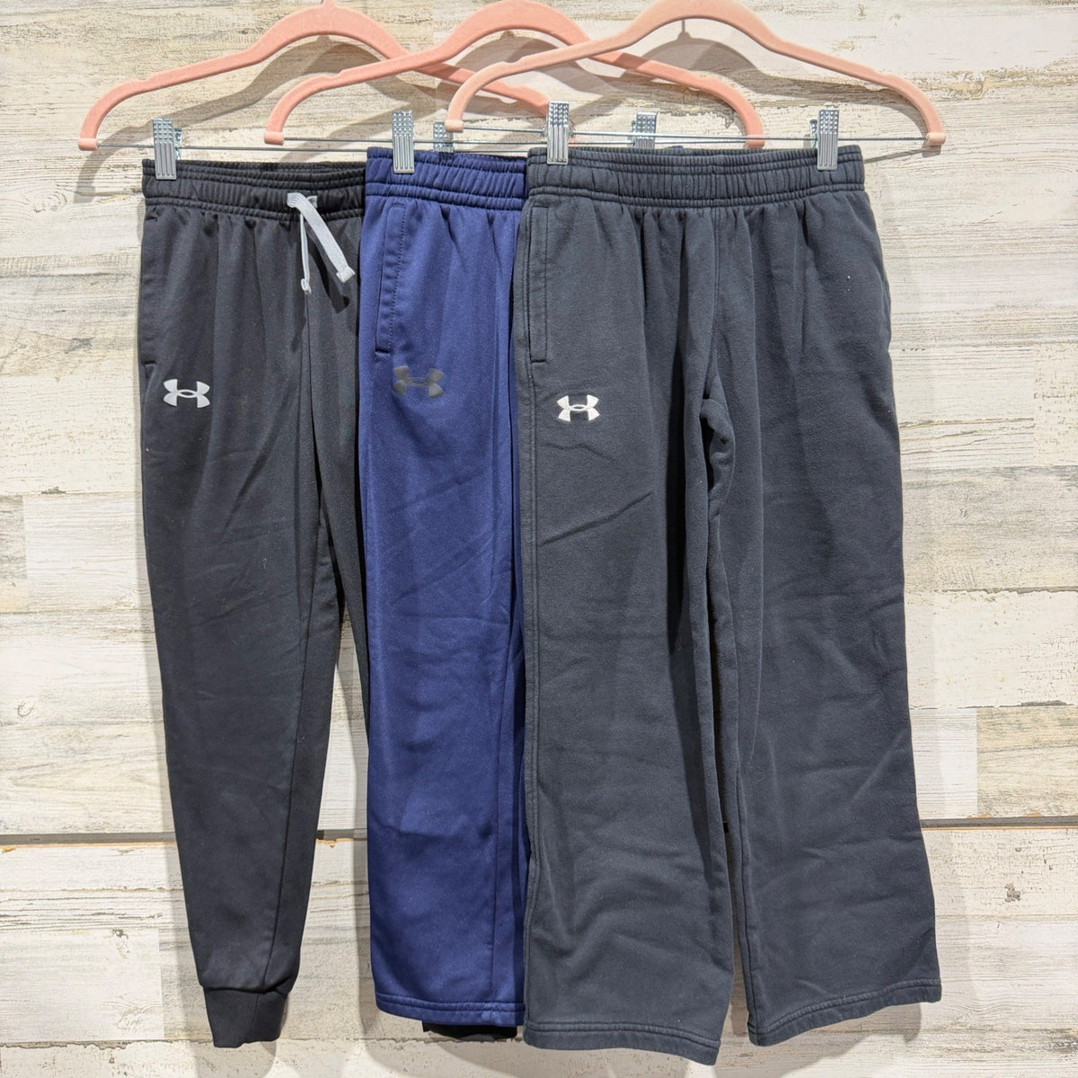 Under Armour Rival Fleece Joggers Pants Bundle Boys Small Black Navy Grey Bundle0