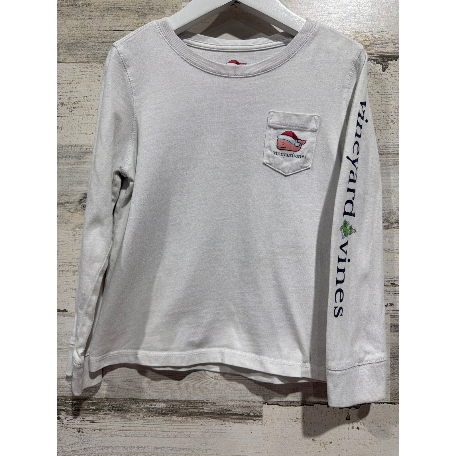 Vineyard Vines Shirt Boys 4T White Santa Whale Long Sleeve Christmas Preppy0