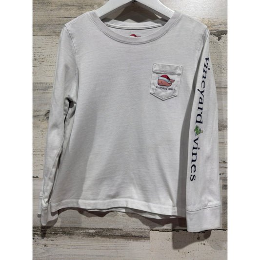 Vineyard Vines Shirt Boys 4T White Santa Whale Long Sleeve Christmas Preppy0
