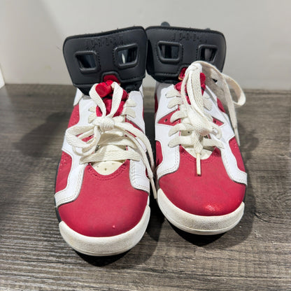 Jordan 6 Retro Carmine Kids 4.5Y White Red Basketball Sneaker Streetwear GUC*1