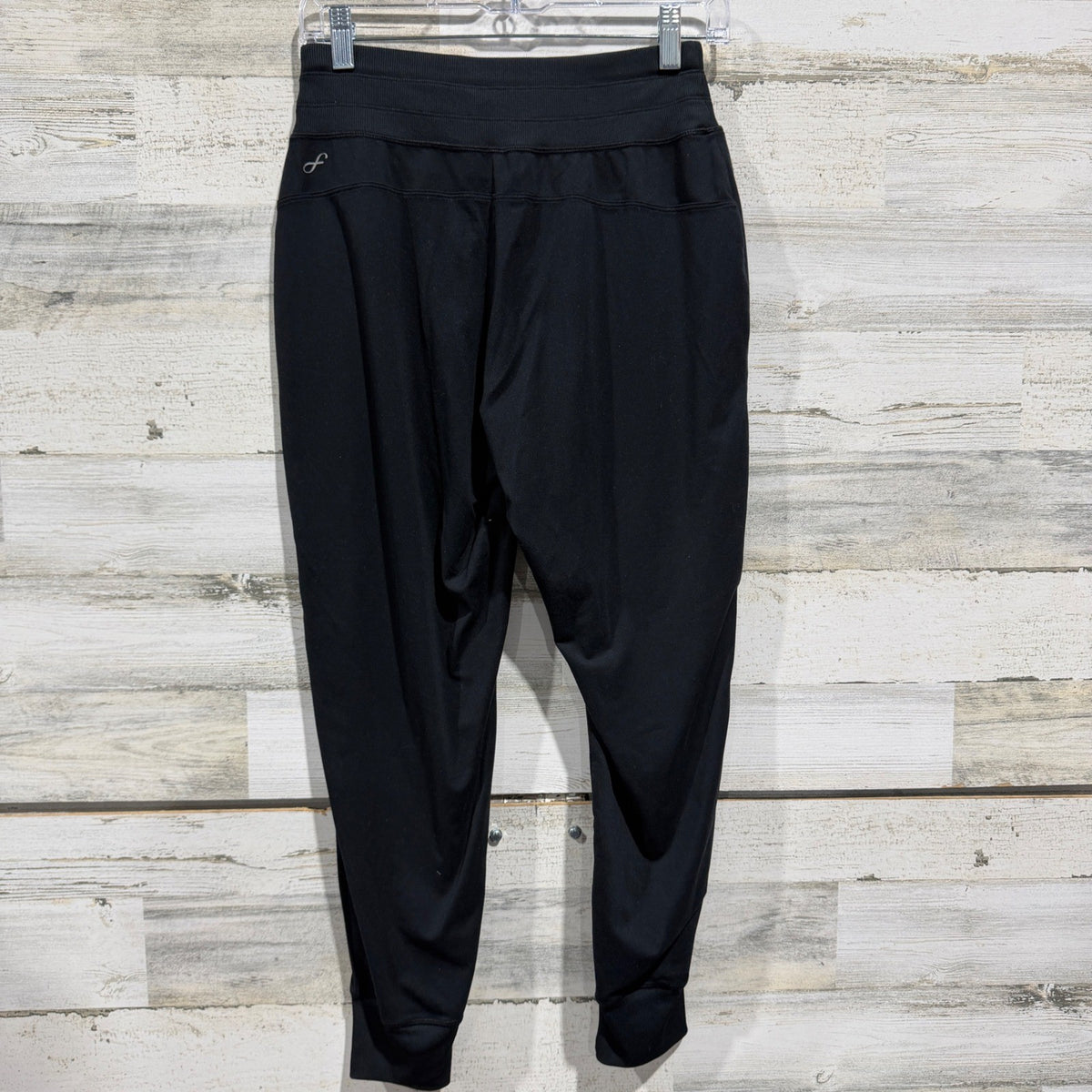 Freely High Waisted Jogger Pants Women S Black Polyester Spandex Athleisure EUC2